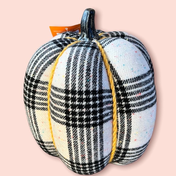 Nwt set of 2 cloth black & off white cloth speckled pumpkins Hyde & eek! - Picture 2 of 7